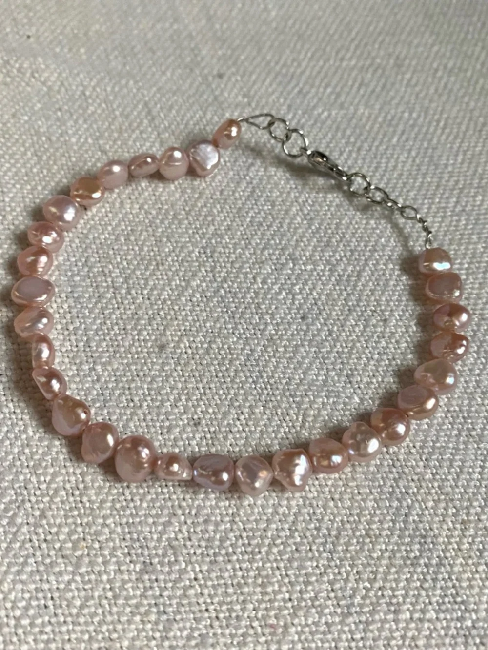 Delicate Pink Freshwater Pearl Bracelet with Silver Clasp